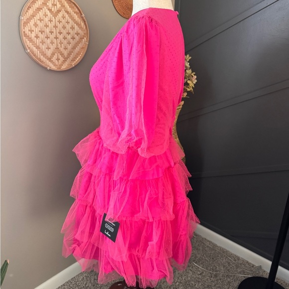 Lulu's Hot Pink Layered Dress - Picture 3 of 10